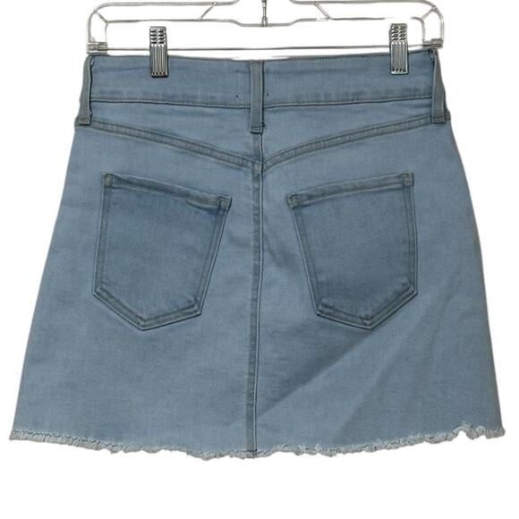 Just Black Denim Double Button A-Line Light Denim Rough Hem Skirt Size Small NEW - Picture 2 of 11
